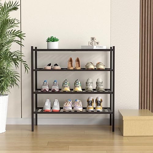 Miniatura 2 de Zapatero de Bambú de 4 Niveles para Closet Independiente Estante de Zapatos de Madera para Entrada Espacio Pequeño Apilable 27"x11"x26" (Marrón)