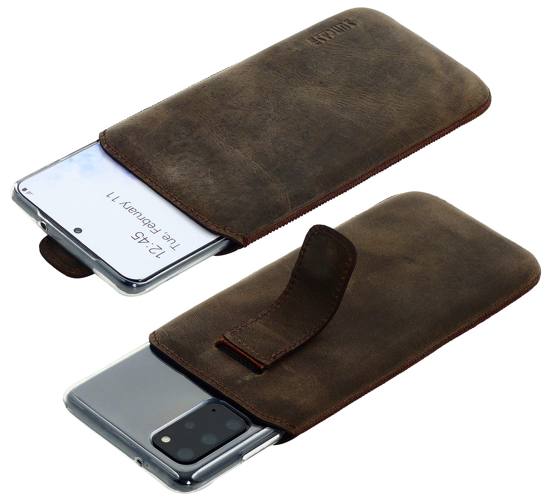 Suncase Custodia In Vera Pelle Per Motorola Moto G8 Plus: Elegante Con Estrattore E Cover In Silicone Inclusa (Blu) - 4