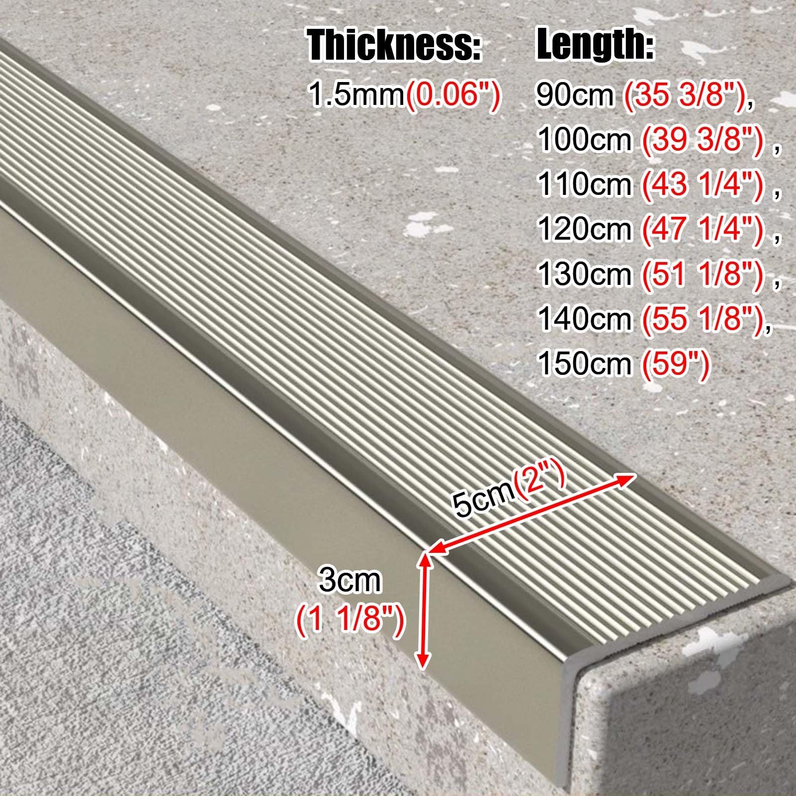Treppenkantenschutz aus Aluminiumlegierung, 5 cm breit, L-förmig, für den Innen- und Außenbereich, Eckenschutz (Champagner 110 cm)