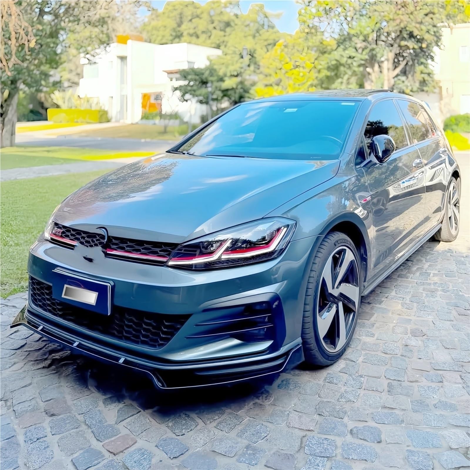Maxton Style błyszczący czarny przedni zderzak samochodowy Splitter Lip kompatybilny z VW Golf 7 MK7 GTI GTD GTE R R-LTSI TDI 2013-2020 Tuning Bodylits(GTI GTD R R-Line)