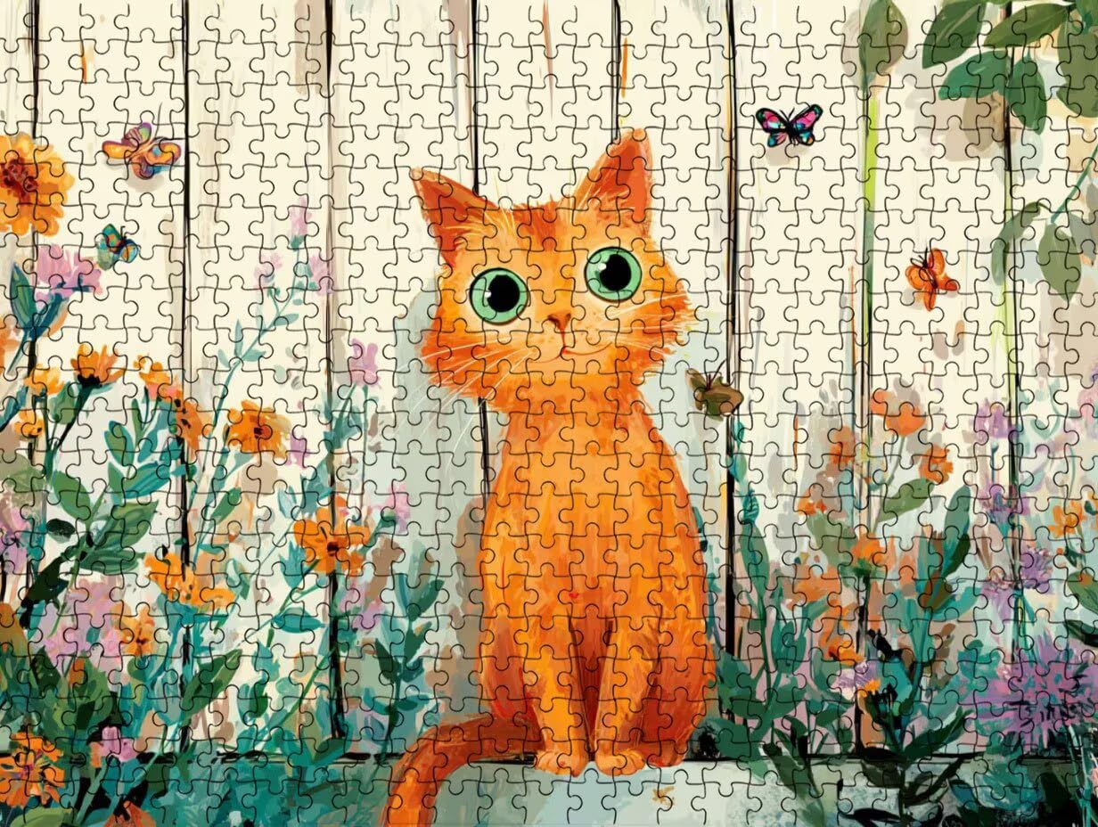 Teile für Erwachsene 1000, Katze Blumen Schmetterling Puzzle YHPGL2-583