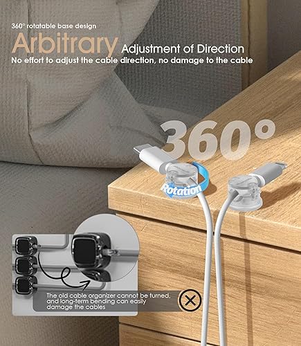 Miniatura 3 de Nearockle - Paquete de 8 organizadores magnéticos de cables [bloqueo giratorio para cables], clips para cables, soporte magnético fuerte mejorado,