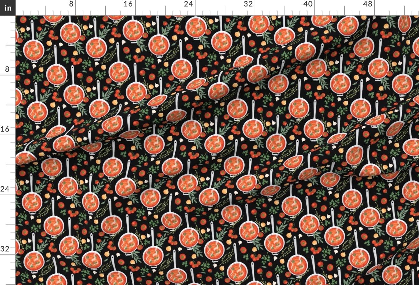 Spoonflower Fabric - Tomato Soup Red Black Food Retro Kitchen Cooking Printed on Minky Fabric by The Yard - Sewing Baby Blankets Quilt Backing Plush