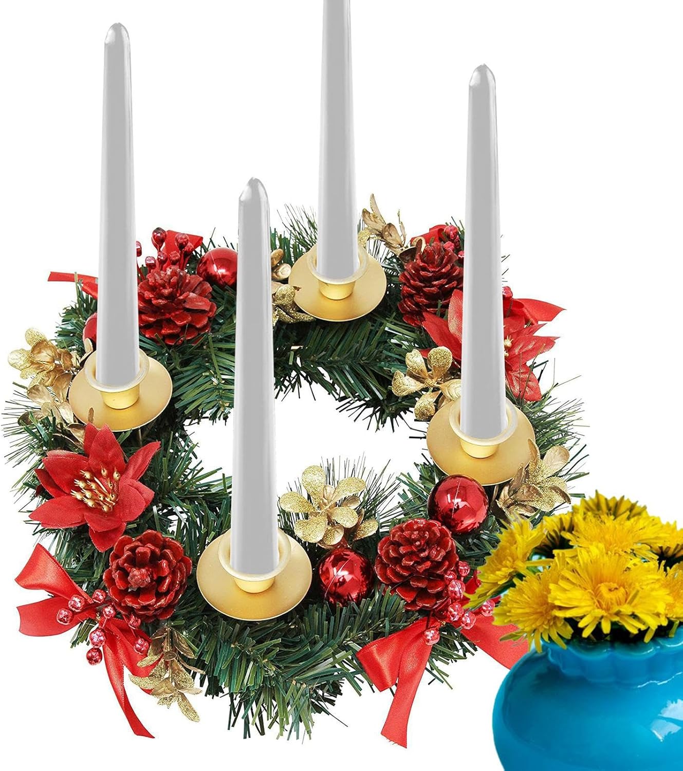 Candle Rings Wreaths | Holiday Wreath Candle Holder | Kitchen Cabinet Wreaths Table Centerpieces, Rings for Christmas