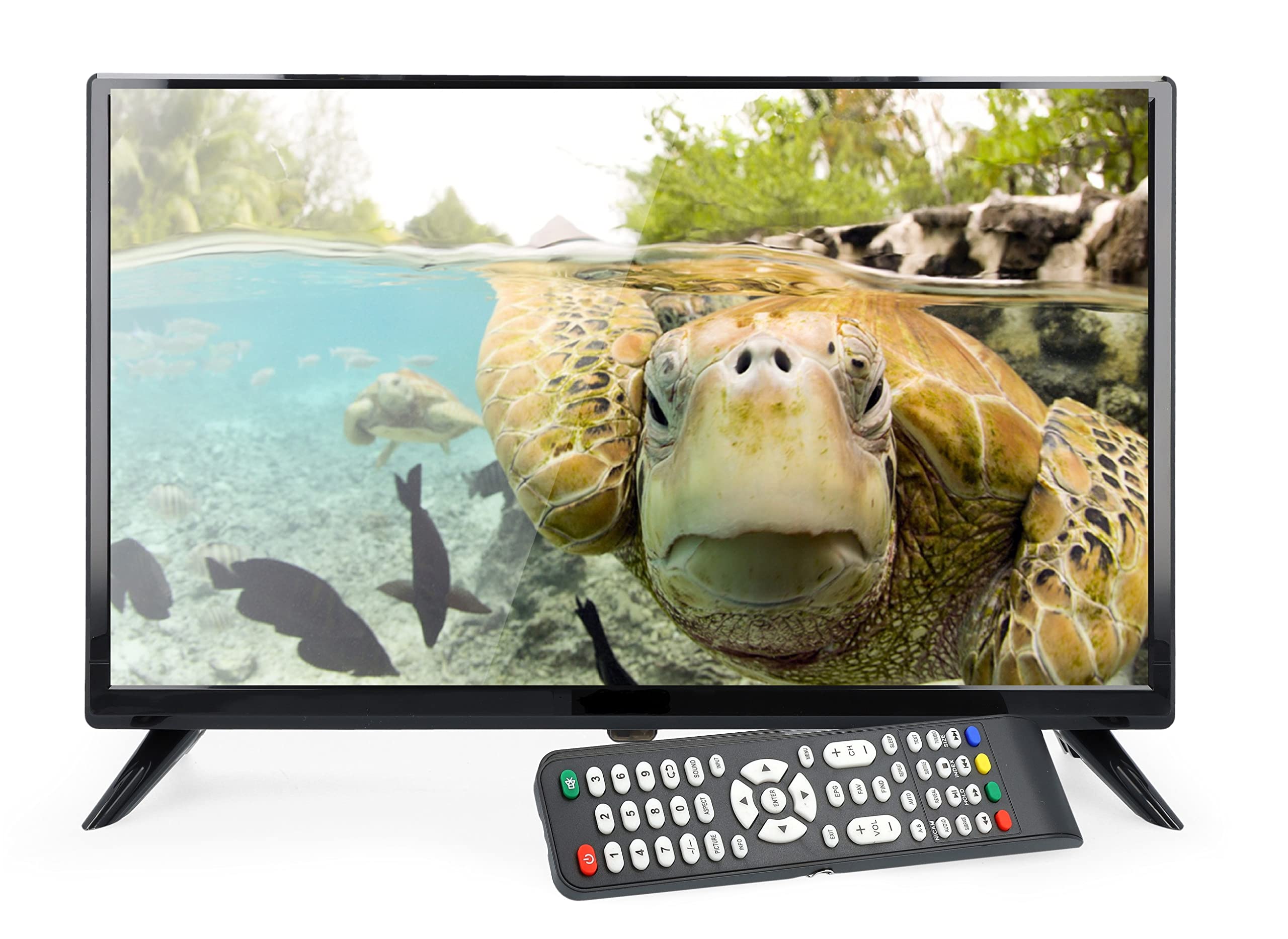 Travel LED TV 24" Camping (60,96 cm, sintonizador triple S2/T2/C, panel de grado A, HDMI, USB, PVR Ready, 10-30 V, VESA, SRC y modo de hotel, CI+ para TV de pago), color negro