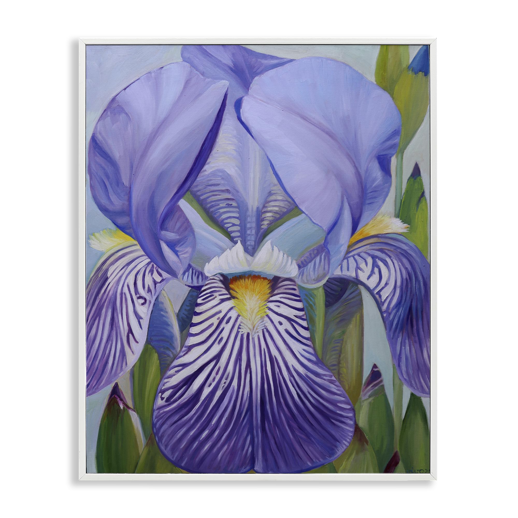 Stupell Industries Coastal White (Textured) 'Blooming Purple Iris Petals'| Framed Giclee Art