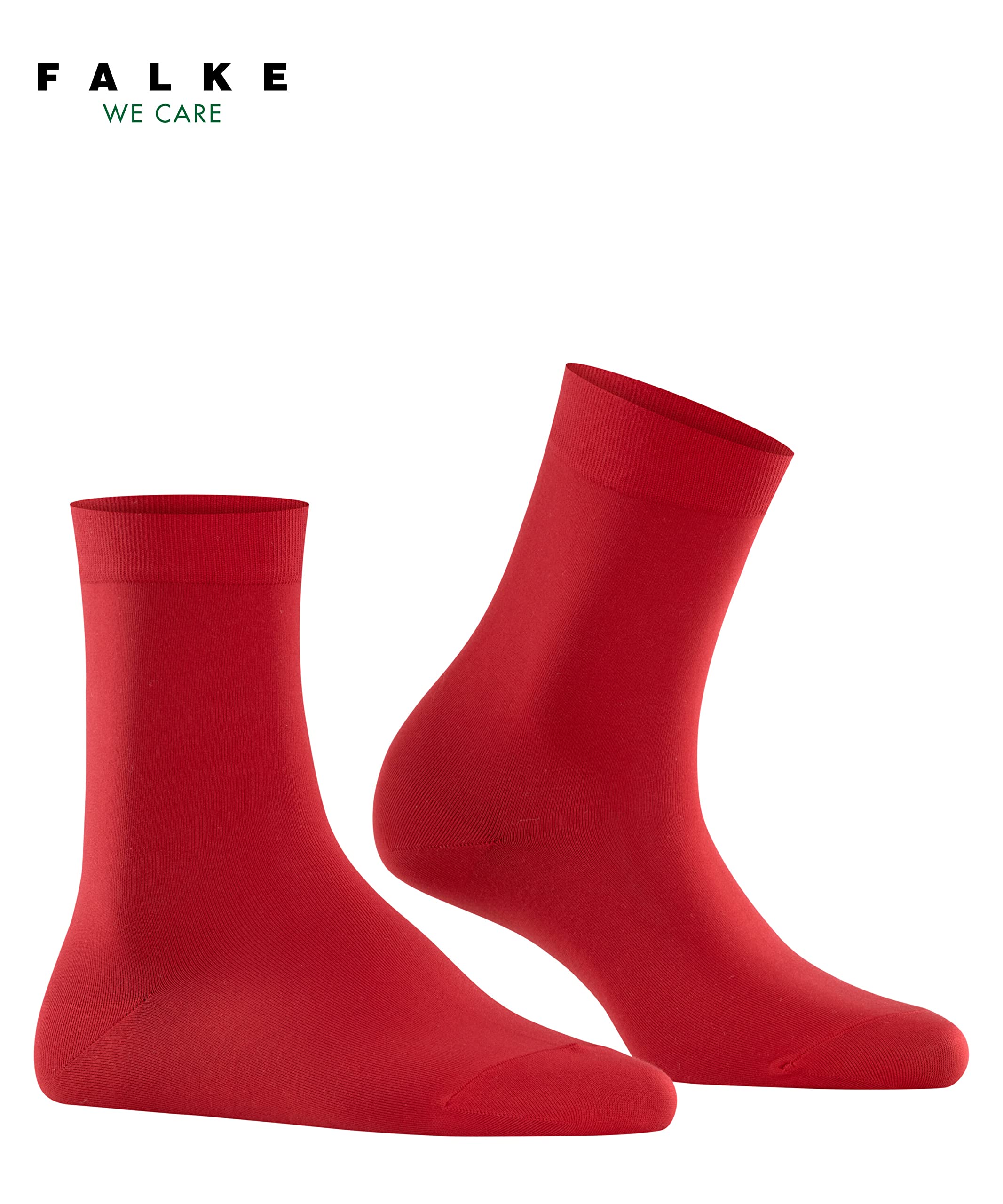FALKE Cotton Touch W SO fines unies 1 paire, Chaussettes Femme, Rouge (Scarlet 8228) nouveau - écologique, 39-42
