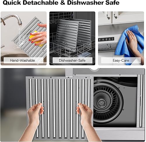 Miniatura 6 de Campana extractora de 30 pulgadas debajo del gabinete, campana de cocina con 980 CFM, sensor de gestos de 3 velocidades y panel de control táctil,