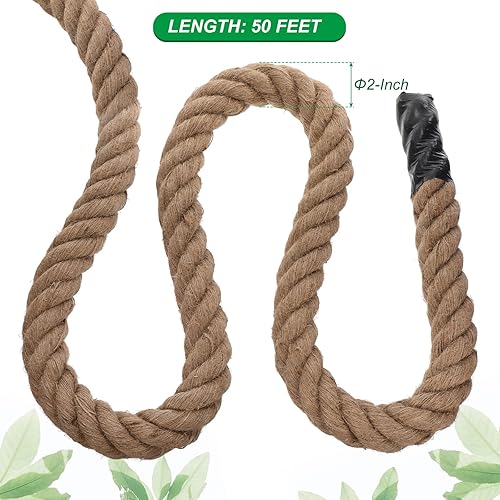 Miniatura 2 de PATIKIL Cuerda de yute trenzado de 2 pulgadas x 50 pies, cuerda de yute gruesa natural, cuerda de arpillera para muelles, barandillas, agrupación de