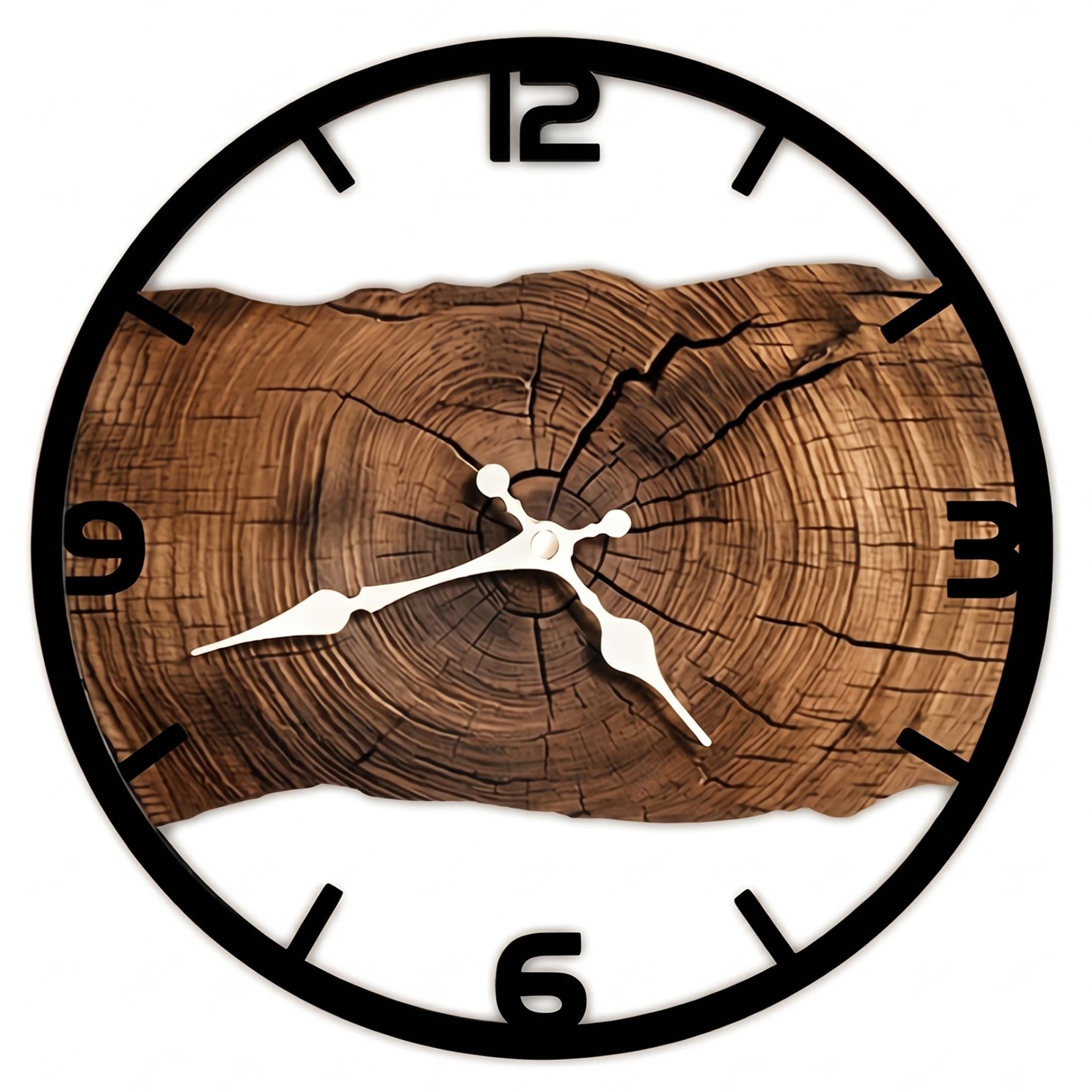 Xoeryoy Farmhouse Wall Clock, Silent Non-ticking Movement, Arabic Numerals Rustic Wall Clock, 12 Inch Round, Brown