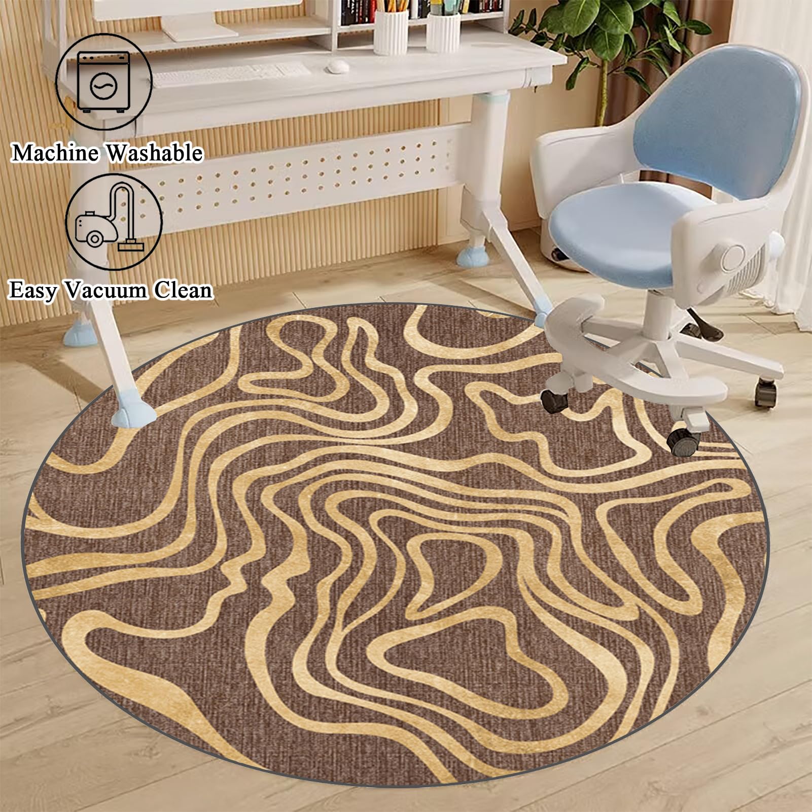 Rund Schreibtischstuhl Unterlage, Bürostuhl Matte, Bodenschutzmatte Bürostuhlunterlage Gaming Teppich, Bodenschutz Bürostuhl Teppichschoner für Hartböden, Parkett, Laminat, Teppichboden 110 cm