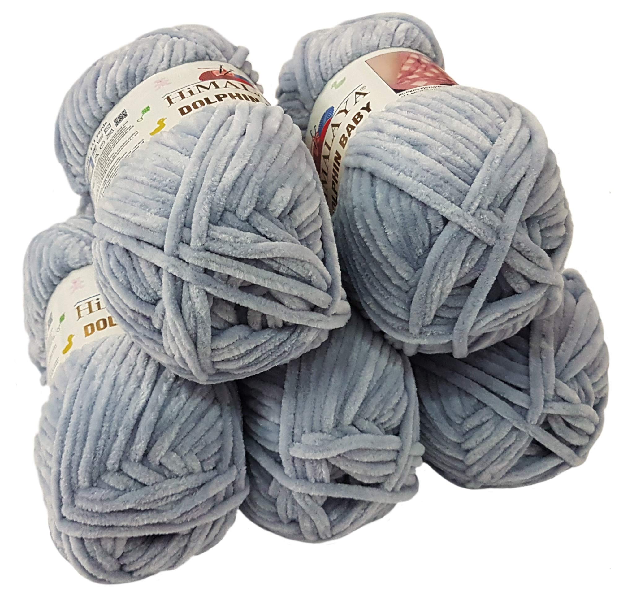 Ilkadim 5 x 100 g Himalaya Dolphin Knitting Wool, Baby Wool, 500 g Super Bulky Wool (Medium Grey)