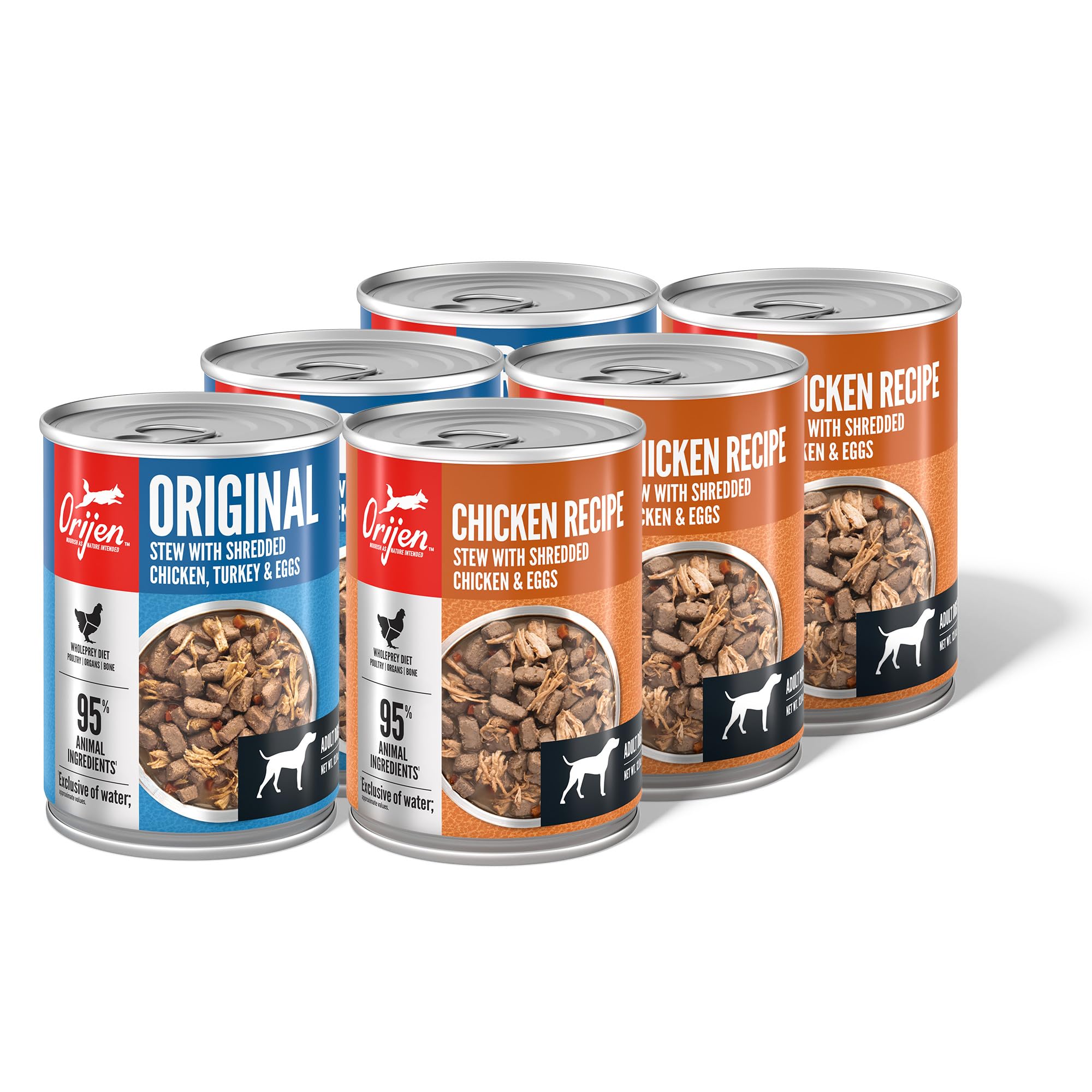 ORIJEN Premium Wet Dog Food Variety Pack: Original + Chicken Recipes 12.8oz Cans (6 Count, 3 of Each)
