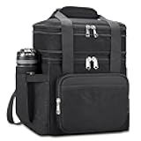 Insulated Lunch Bag & Lunch Box for Men - Double Deck Reusable Lunch Bag for Women Tote Cooler Bag Leakproof Soft Expandable - Large Lunchbox for Work/Adult/Picnic/Outdoor (Black，15L)