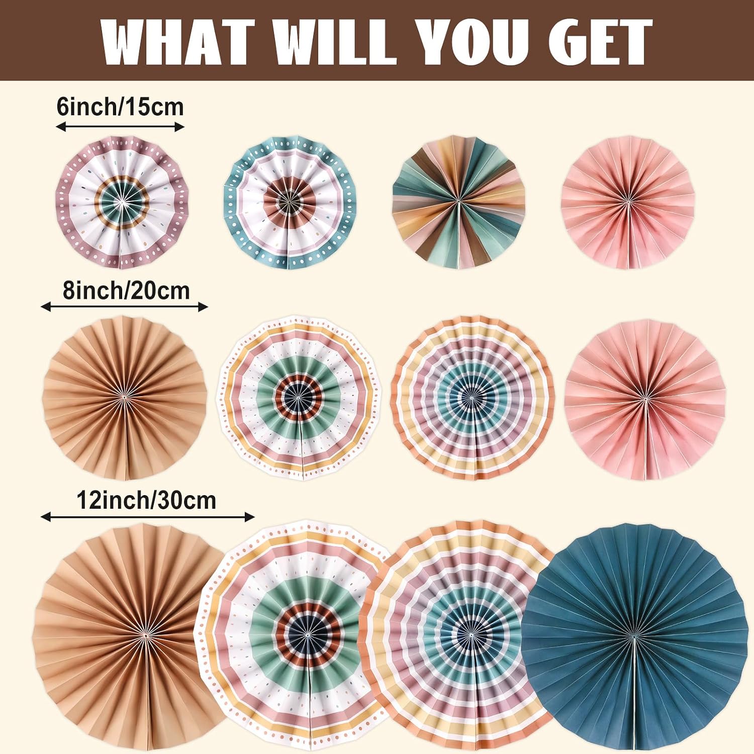 12 Pieces Boho Classroom Decorations for Teachers Boho Hanging Paper Fans for Classroom Colorful Rainbow Theme Bulletin Board Paper Garlands Tissue for Teacher School Decorations