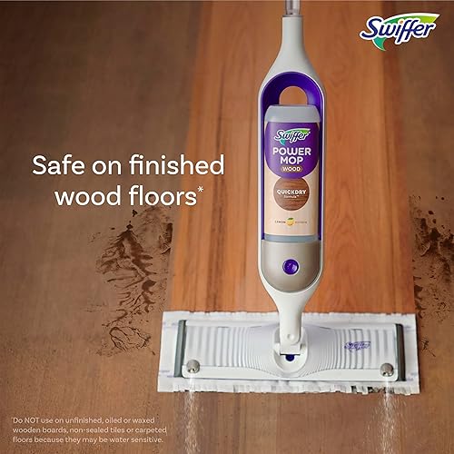 Miniatura 7 de Swiffer Power Mop - Limpiador de pisos de madera dura para limpiar el hogar, baño, cocina, juego de limpieza multisuperficie multiusos, incluye