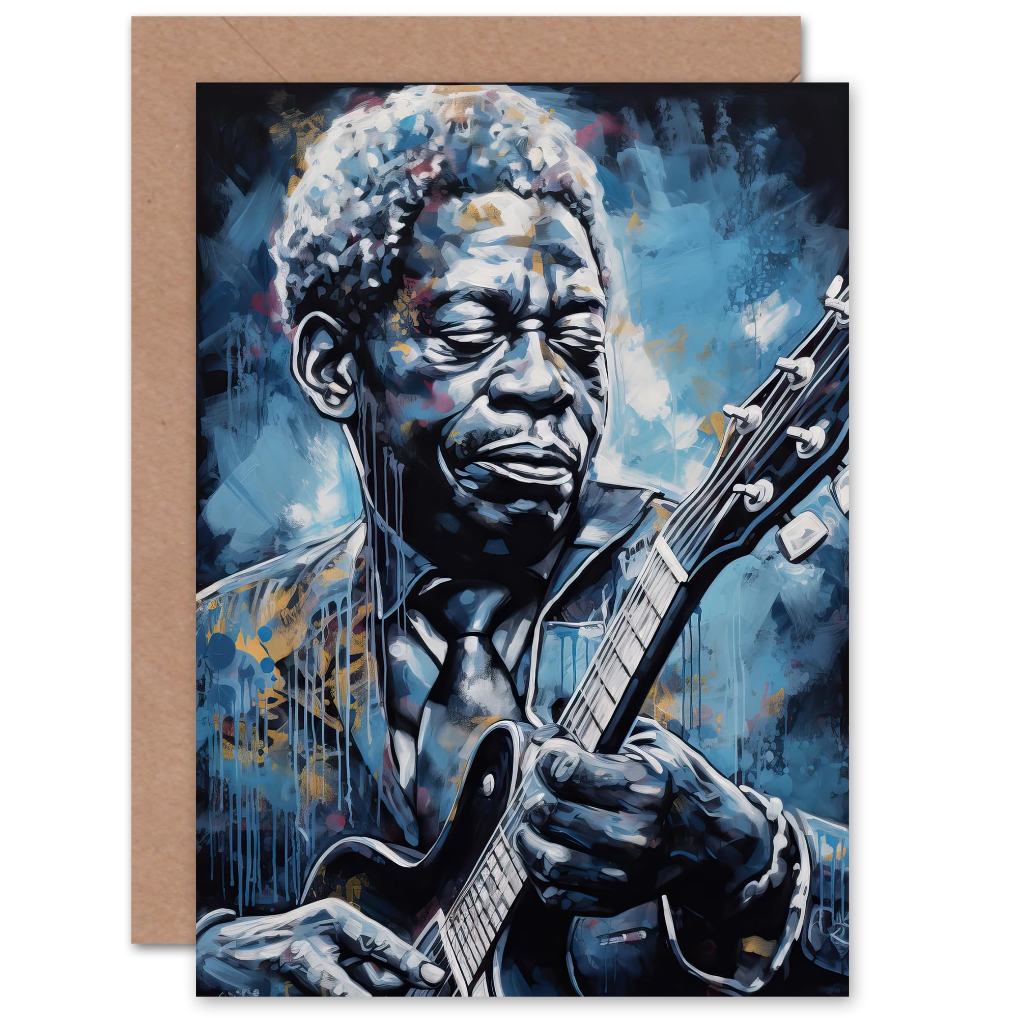 Artery8 Blues Melancholy Chicago Soul Music Gospel for Wife Her Mum Sister Daughter Mom Gran Nan Birthday Thank You Thinking of You Blank Art Greeting Card