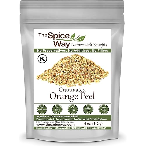 The Spice Way Orange Peel - Granules (4 oz) without any preservatives. Great for cooking, baking and tea.