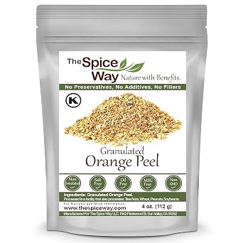 The Spice Way Orange Peel - Granules 4 oz without any preservatives. Great for cooking, baking and tea.