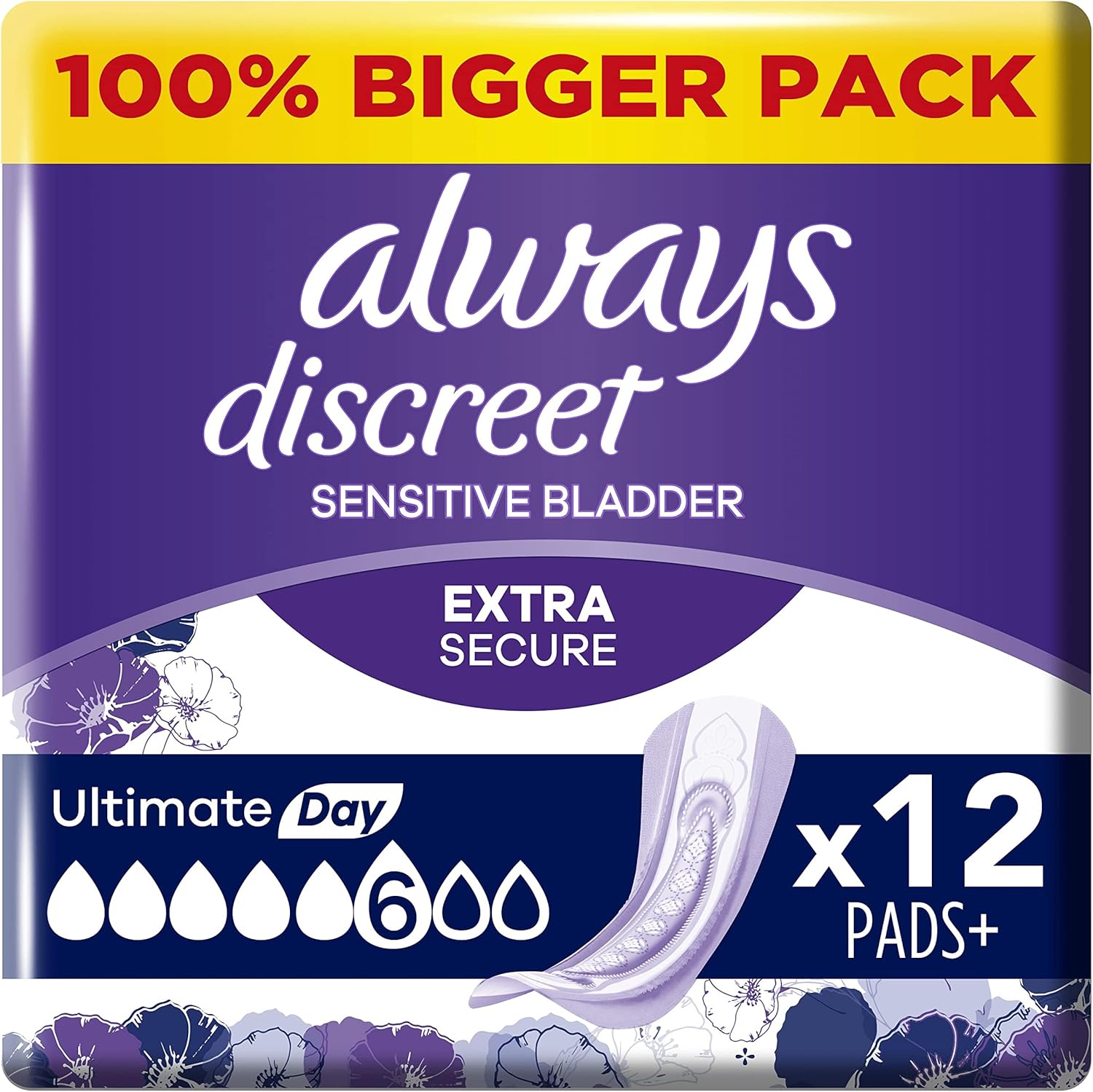 Always Discreet Incontinence Pads Plus Women Ultimate Day x12, Strong