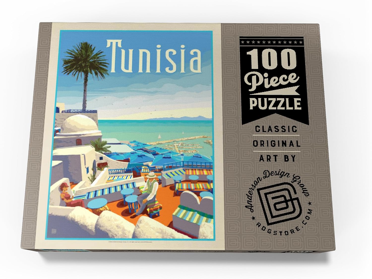 MyPuzzle Tunisia: A Journey Through History and Beauty, Vintage Poster - Premium 100 Piece Jigsaw Puzzle for Adults