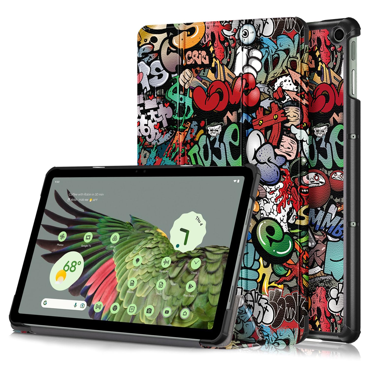 Case for Google Pixel Tablet 11inch 2023 Release, Folio Slim Cover Lightweight Hard Shell Protective Case with Multi-Angle Stand,Graffiti-image-0