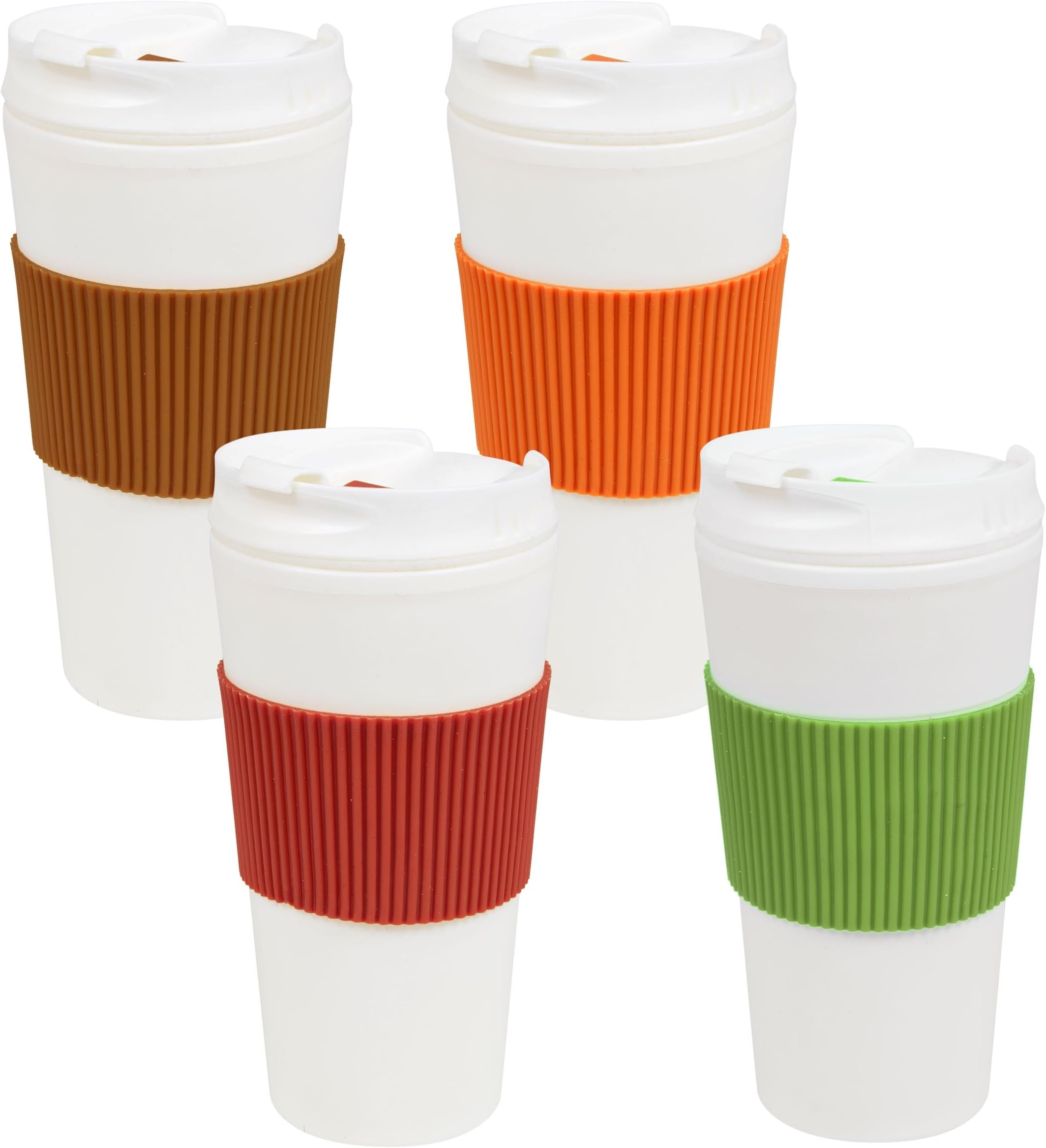 Double-Wall Plastic Travel Mugs for HOT & Cold, 16 oz. ( bundle of four colors )