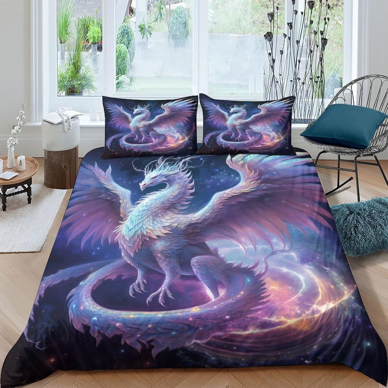 Dragon Bedding Print for Boys Girls Room Decor flying Dragon Bedding, Dragon
