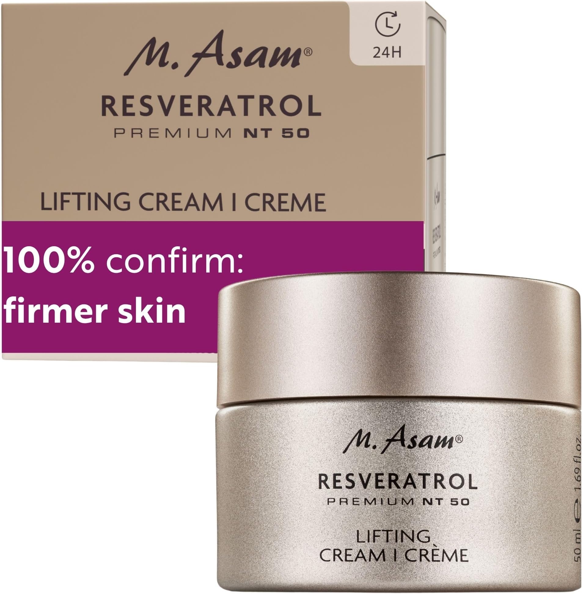 – M. Asam Resveratrol Premium Lifting Cream (50ml) - Anti-Aging Face Moisturiser, Resveratrol Day and Night Cream, Hydrating Skin Care with Peptides, Vegan Face Cream