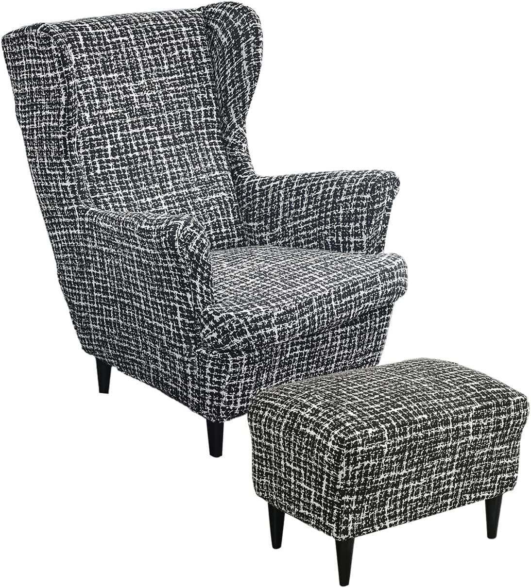 Wing Chair Cover Set, Include 2 Piece Stretch Wingback Chair Slipcover and Ottoman Cover, Removable Machine Washable Armchair Chair Cover for Living Room (Color : #24)