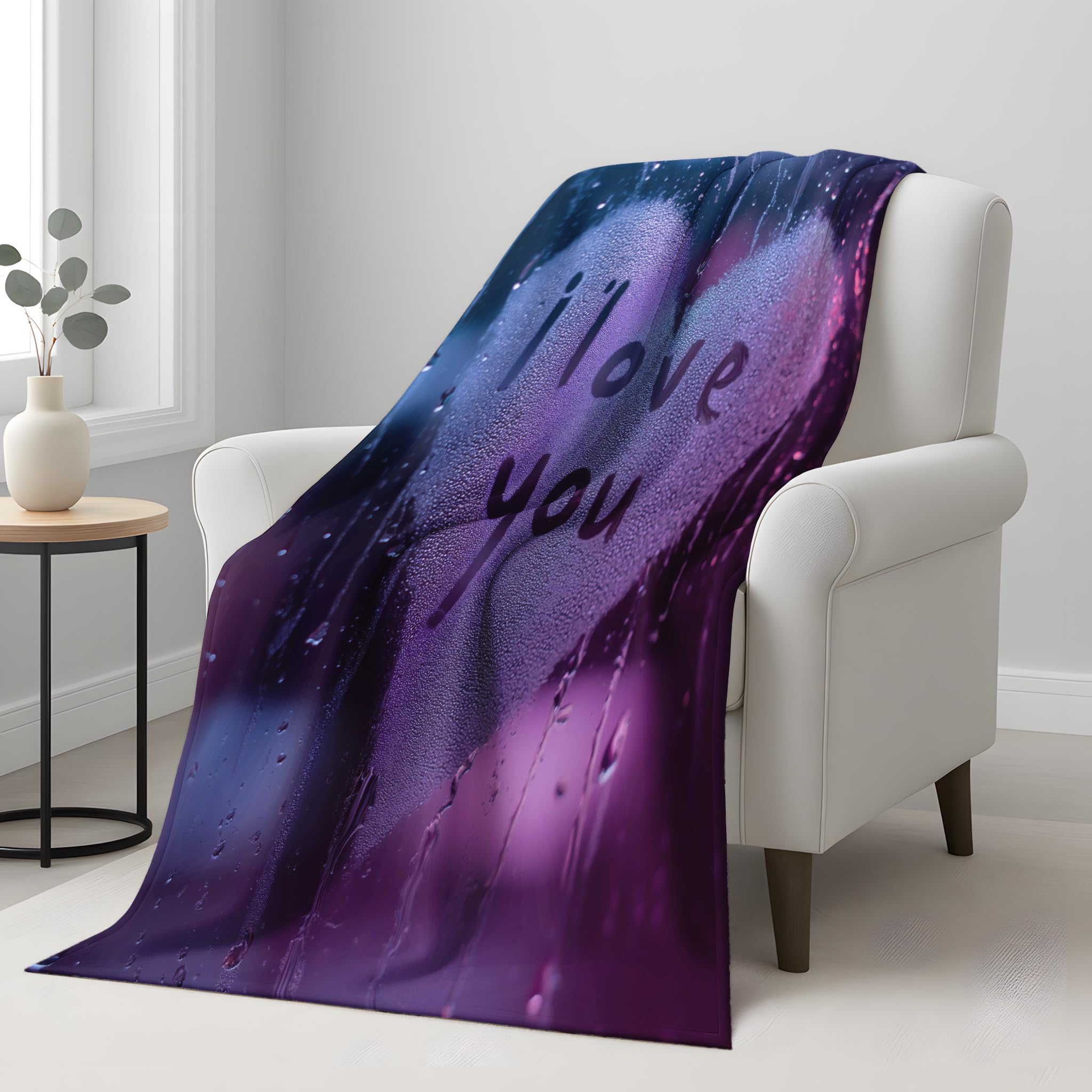 Generico Viola Coperta Peluche Soffice 200 x 240 - Mirtilli Coperta il letto - Morbida Neon Nebbia Amore Caldo da Divano Accogliente Fluffy Alta Qualità
