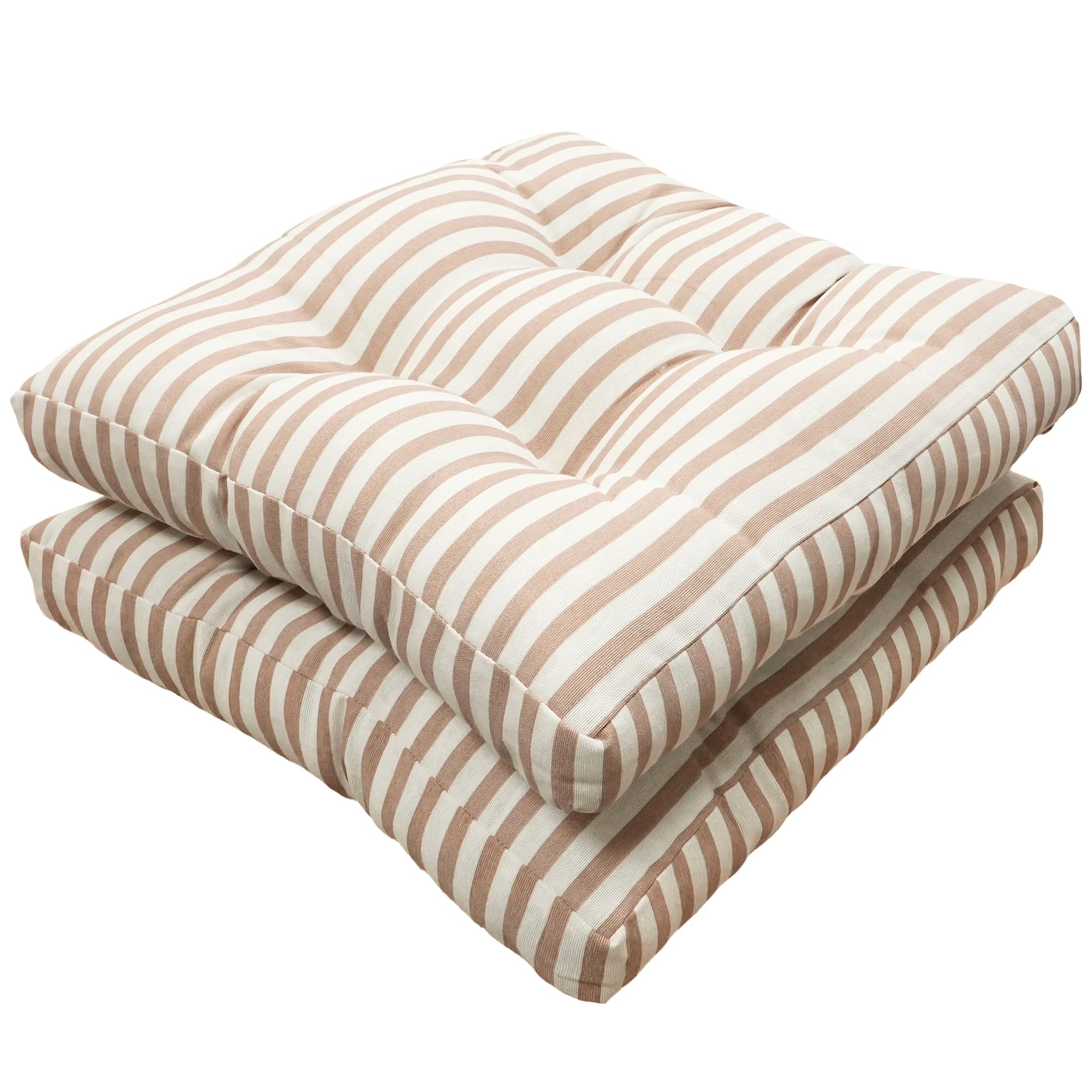 Viste tu hogar Pack 2 Cojines para Silla, 40x40x5 CM, Efecto Tridimensional, Relleno de 100% Poliéster, Ideal para Comedor, Terraza, Salón y Restaurante, Color Raya Beige, Fabricado en España