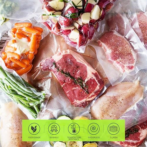 Miniatura 7 de Bolsas selladoras al vacío sin BPA, resistentes, bolsas para congelador, bolsas de almacenamiento al vacío para alimentos, ideales para