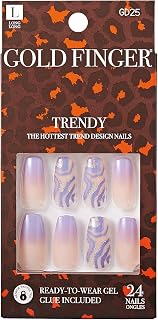 Gold Finger Full Cover False Nails Kit with Glue, Trendy Design, Ready to Wear Gel, Medium, Long, Extra Long Length Nails (Trending)