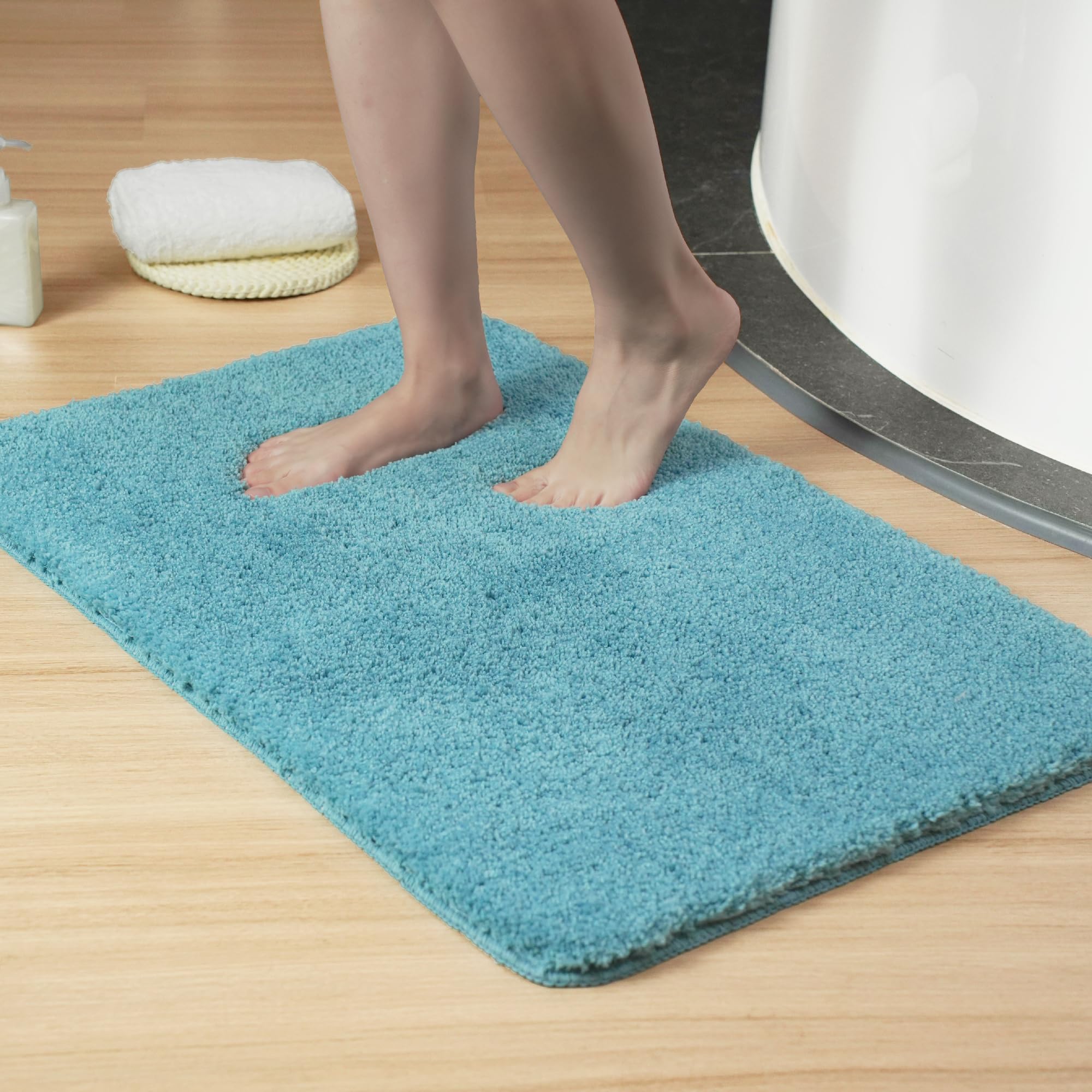 luxury quick dry non-slip bathroom rugs?24'' x 36'' blue? highly absorbent washable and ultra soft, extra thick fluffy bath mats for shower/kitchen/bathtub floor
