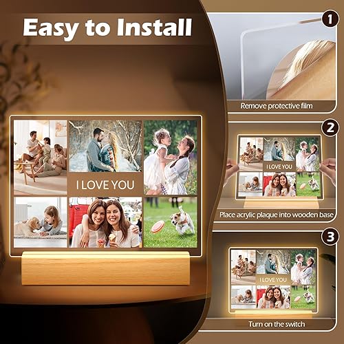 Miniatura 6 de Marcos de fotos personalizados con foto, marco de fotos personalizado con luz nocturna, marcos de fotos personalizados, regalos de aniversario