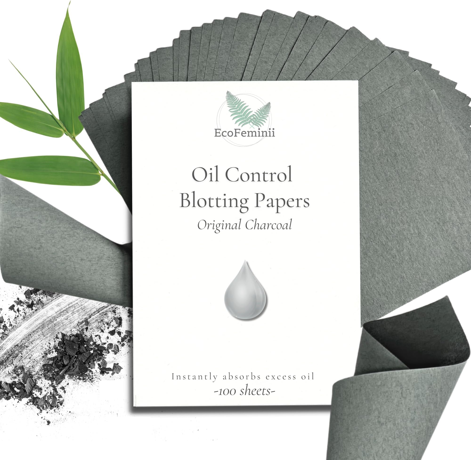 Charcoal Oil Blotting Papers (100 Sheets) - Max Absorbency Sheets for Face & T-Zone, Instant Matte Shine Control