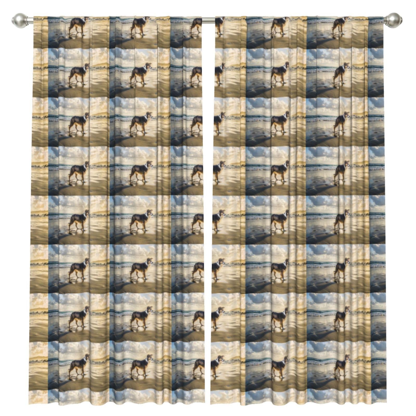 InOmak Border Collie Sea Sky Dog, 2 Panels Window Curtains 52 x 84 Inch Blackout Curtains for Living Room Bedroom