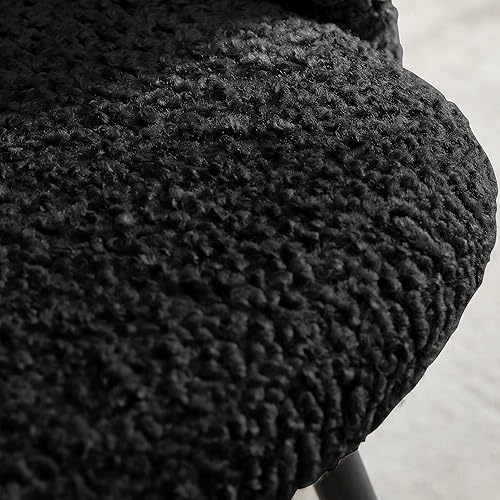 Miniatura 4 de NORDICANA Juego de 2 sillas de acento, sillas de comedor de sherpa difuso con respaldo de barril, sillones tapizados de piel sintética con patas de