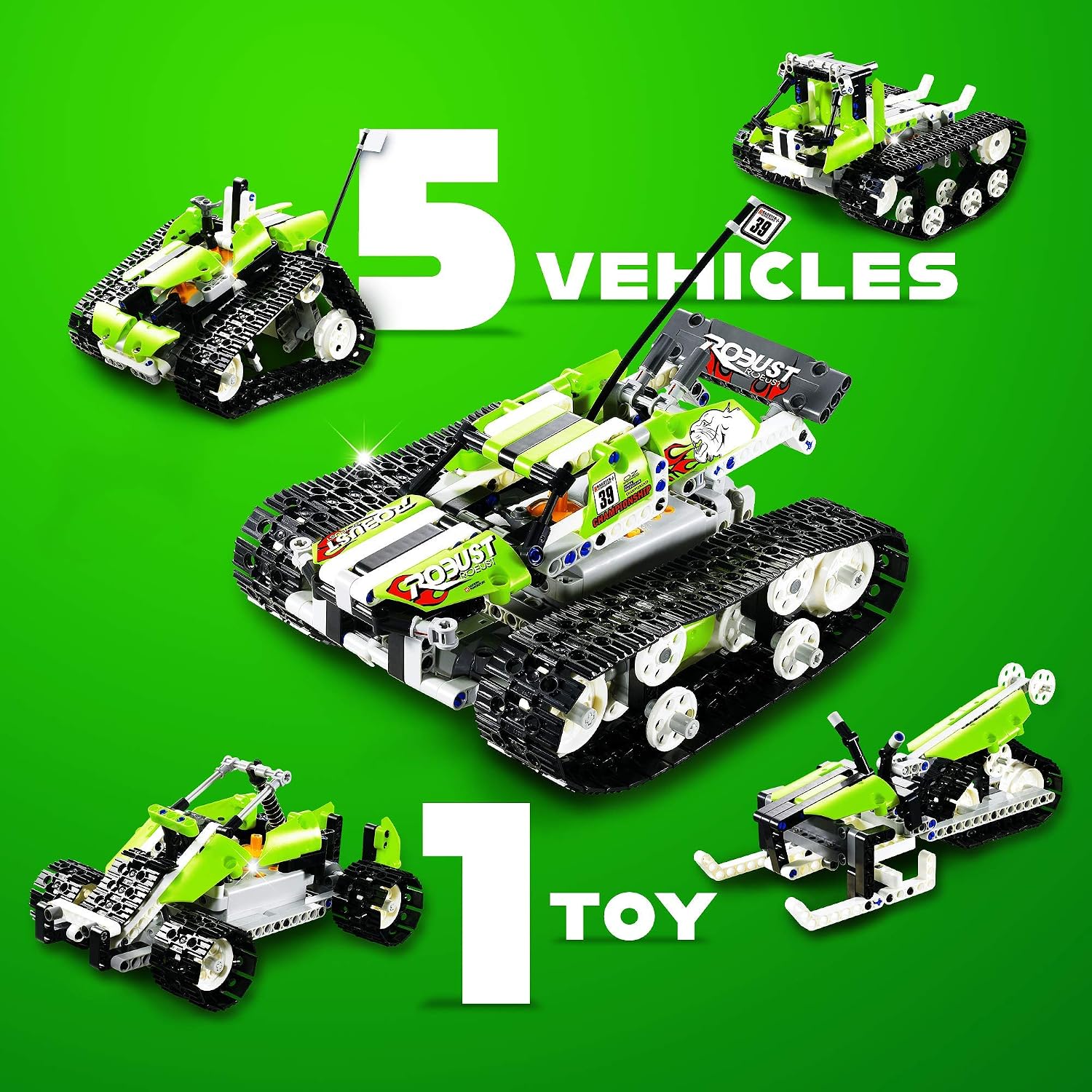 Qmecha 5 in 1 Remote Control STEM Building Blocks Car Tank - 400+ PCS RC Car Kit - Perfect Educational Toy Gift