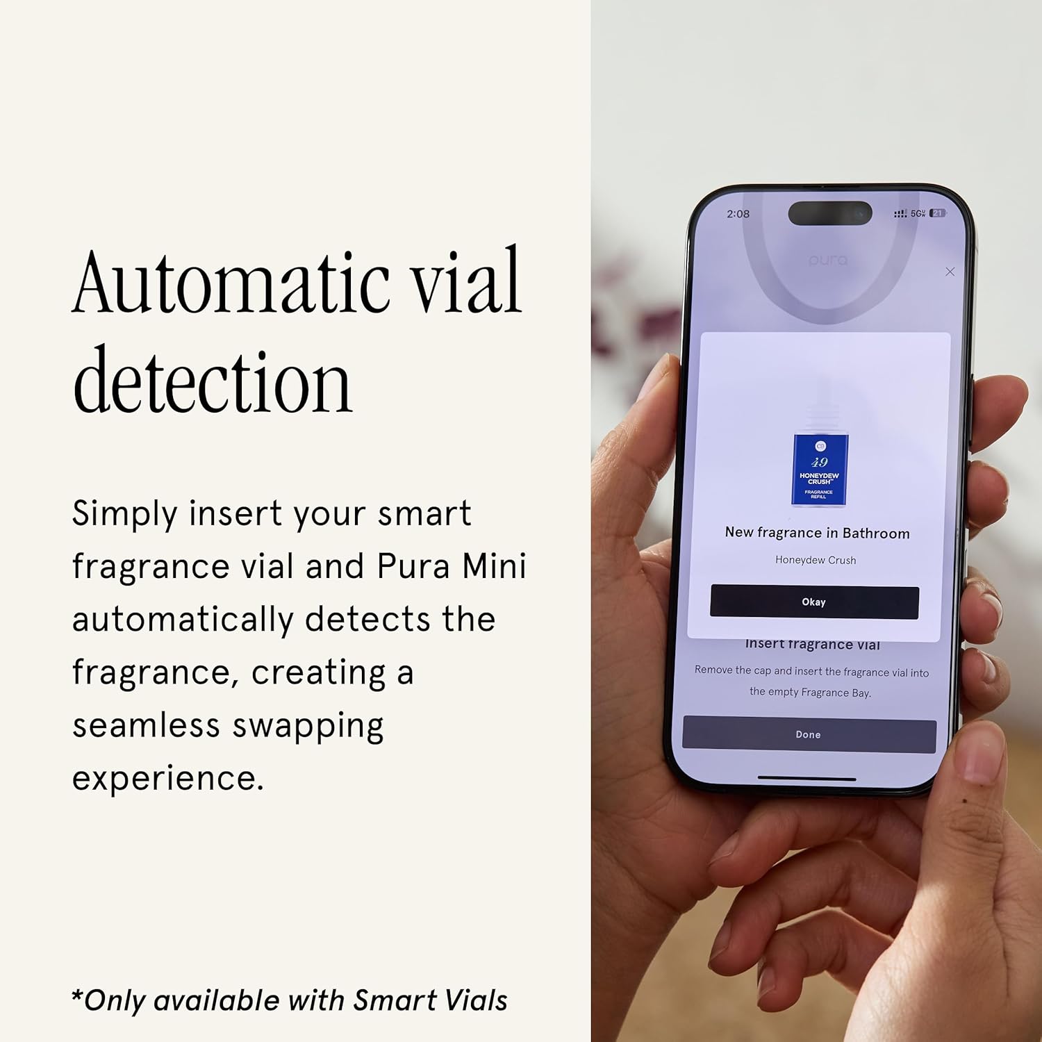 Pura Mini Smart Fragrance Diffuser for Small Spaces Adjustable Smart Home Device with LED Light & Automatic Vial Detection - Includes 1 Scent Refill; Lemon 7 81eUwflDg2L. AC SL1500