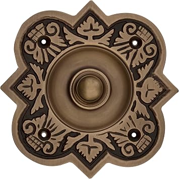Antique Brass Bell Push Button - Vintage Doorbell Switch for Classic Entryways, Easy DIY Installation, Durable Solid Brass Design for Timeless Charm - Perfect for Heritage Homes