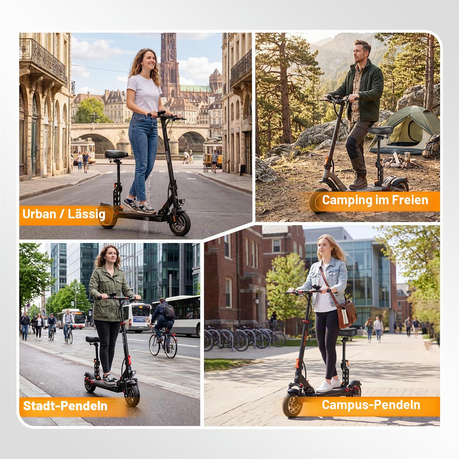 Elektroroller Sitzsatte, E Roller Sitz, Scooter Sitz, für Kukirin G2 Pro DB Höhenverstellbar, Faltbar, Stoßdämpfend, Atmungsaktiv, High-End-Sattel, Abnehmbar, für Langstreckenfahrten Geeignet