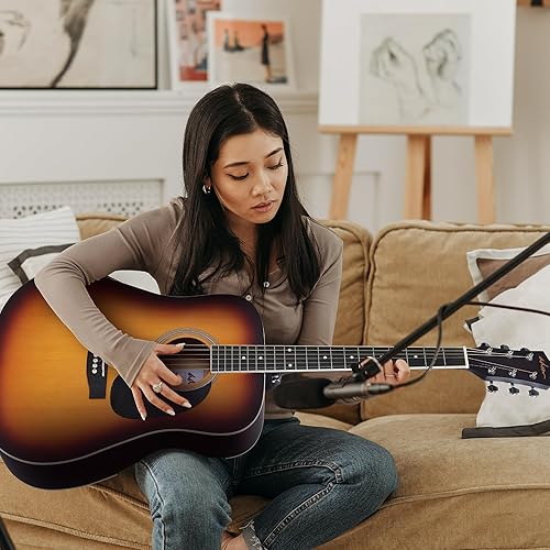 Miniatura 2 de ADM Dreadnought - Kit de guitarra acústica con lección gratuita para principiantes, adultos, adolescentes, tamaño completo, juego de iniciación de