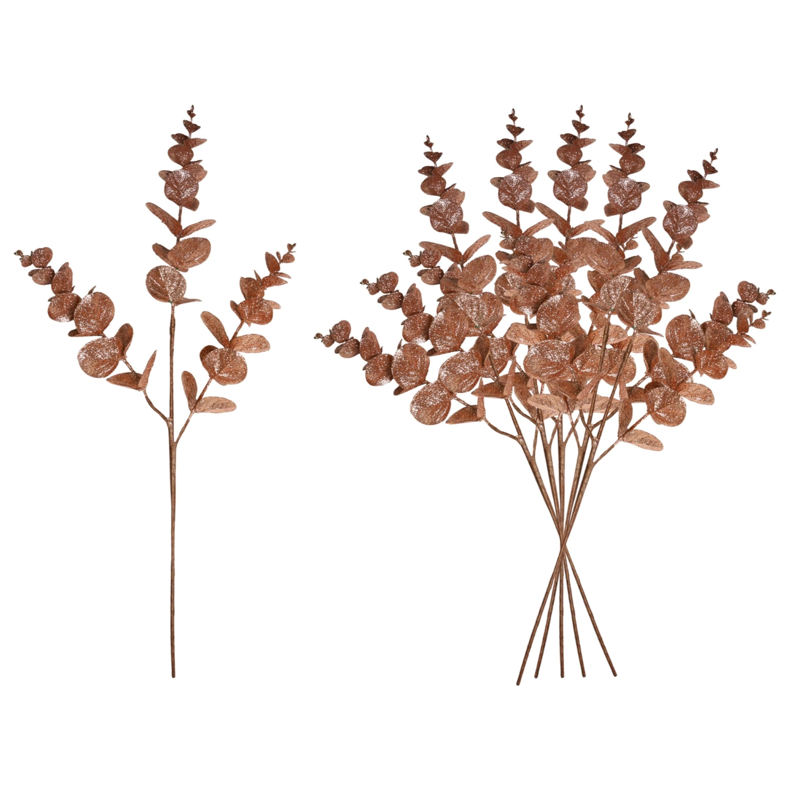 Christmas Tree Eucalyptus Stems, Artificial Picks 55cm Rose Gold 6Pcs