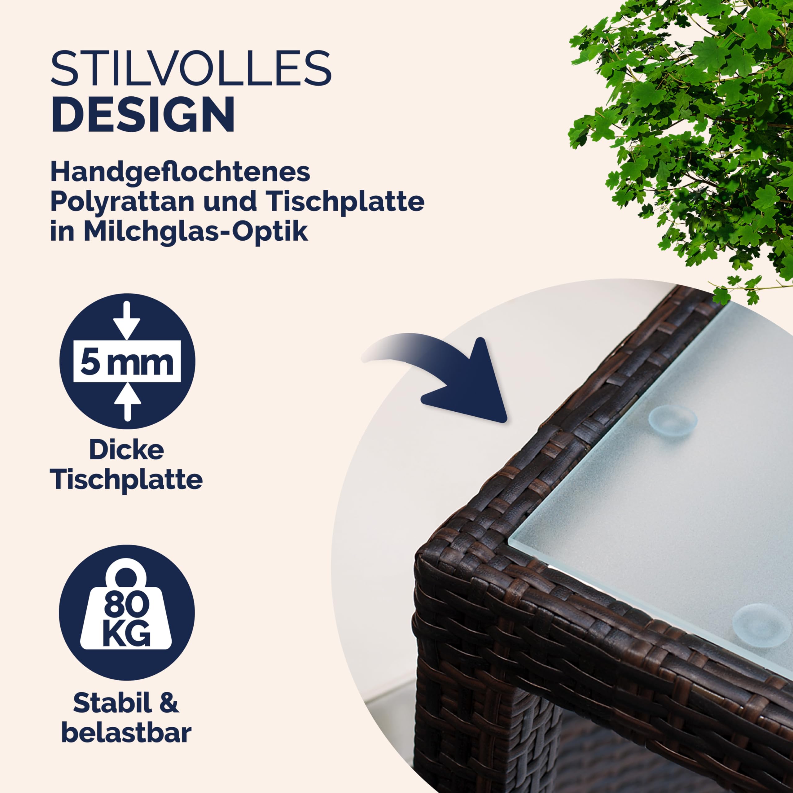 Casaria® Gartenmöbel Set 6 Personen Stühle inkl. 7cm Polster Tisch 150x90cm Balkonmöbel 160kg Belastbar Wetterfest Polyrattan Stapelbar Terrasse Möbel braun