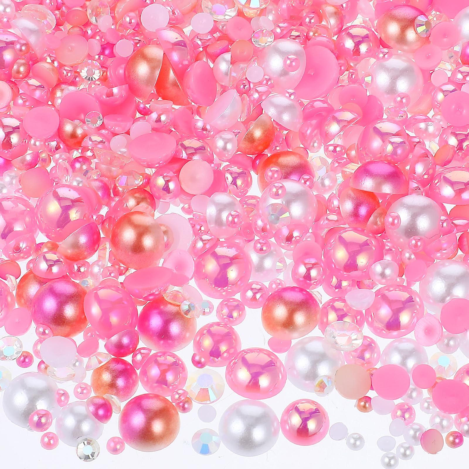 50 g Half Pearls Flatback Pearls 2/3/4/5/6/8 mm Mix Nail Diamonds Pink Loose Small Beads for Face Nail Crafts Makeup Decor DIY Clothing Wedding Dress Nail Art