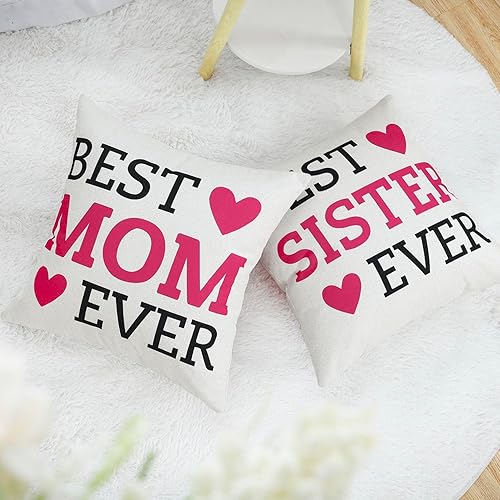 Miniatura 6 de MADIZZ Funda de almohada Best MOM Ever, idea de regalo para madre de 18 x 18 pulgadas, cumpleaños para mamá