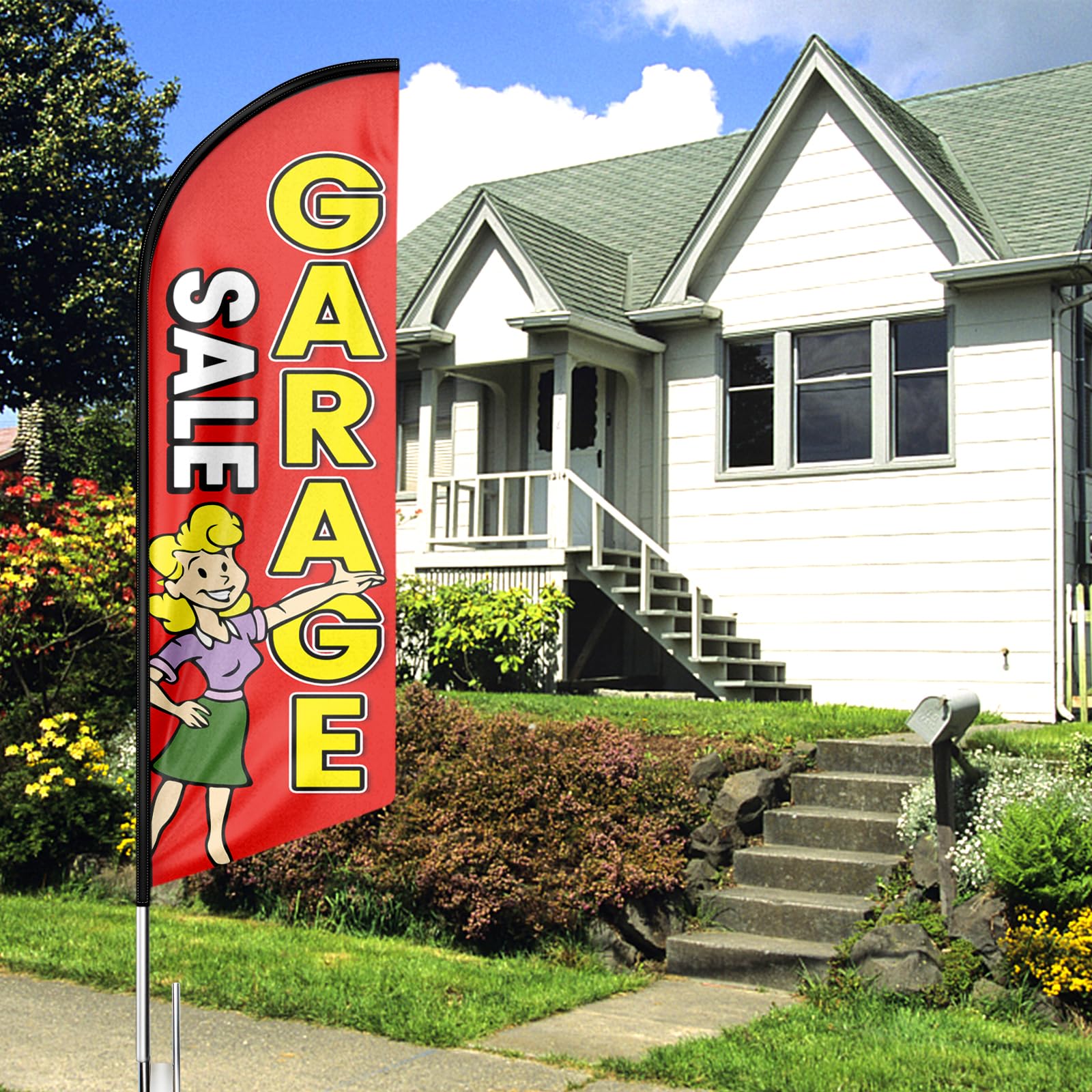 Buryeah 7x5.4ft Sale Feather Flag - Large Advertising Banner With Pole Kit For Retail Stores