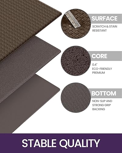 Miniatura 9 de DEXI Alfombra de cocina anti-fatiga, antideslizante, acolchada, cómoda, de pie, impermeable y a prueba de aceite, fácil de limpiar, 17 x 59